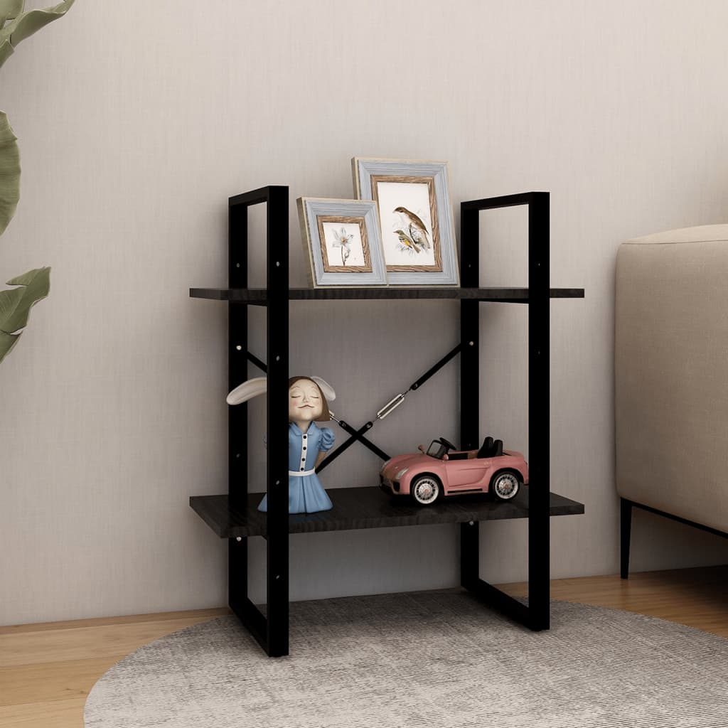 vidaXL Bibliotecă cu 2 rafturi, negru, 60x30x70 cm, lemn masiv de pin vidaXL Bibliotecă cu 2 rafturi, negru, 60x30x70 cm, lemn masiv de pin