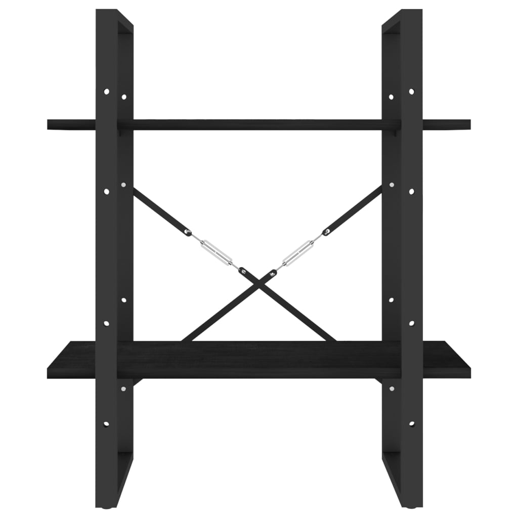 vidaXL Bibliotecă cu 2 rafturi, negru, 60x30x70 cm, lemn masiv de pin vidaXL Bibliotecă cu 2 rafturi, negru, 60x30x70 cm, lemn masiv de pin