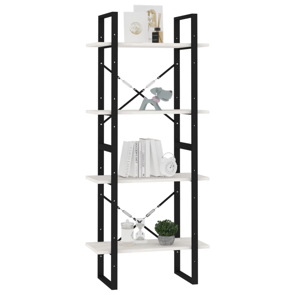 vidaXL Bibliotecă cu 4 rafturi, alb, 60x30x140 cm, lemn masiv de pin vidaXL Bibliotecă cu 4 rafturi, alb, 60x30x140 cm, lemn masiv de pin