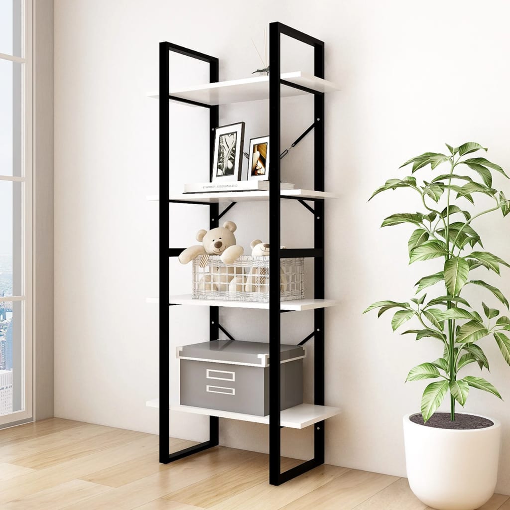 vidaXL Bibliotecă cu 4 rafturi, alb, 60x30x140 cm, lemn masiv de pin vidaXL Bibliotecă cu 4 rafturi, alb, 60x30x140 cm, lemn masiv de pin