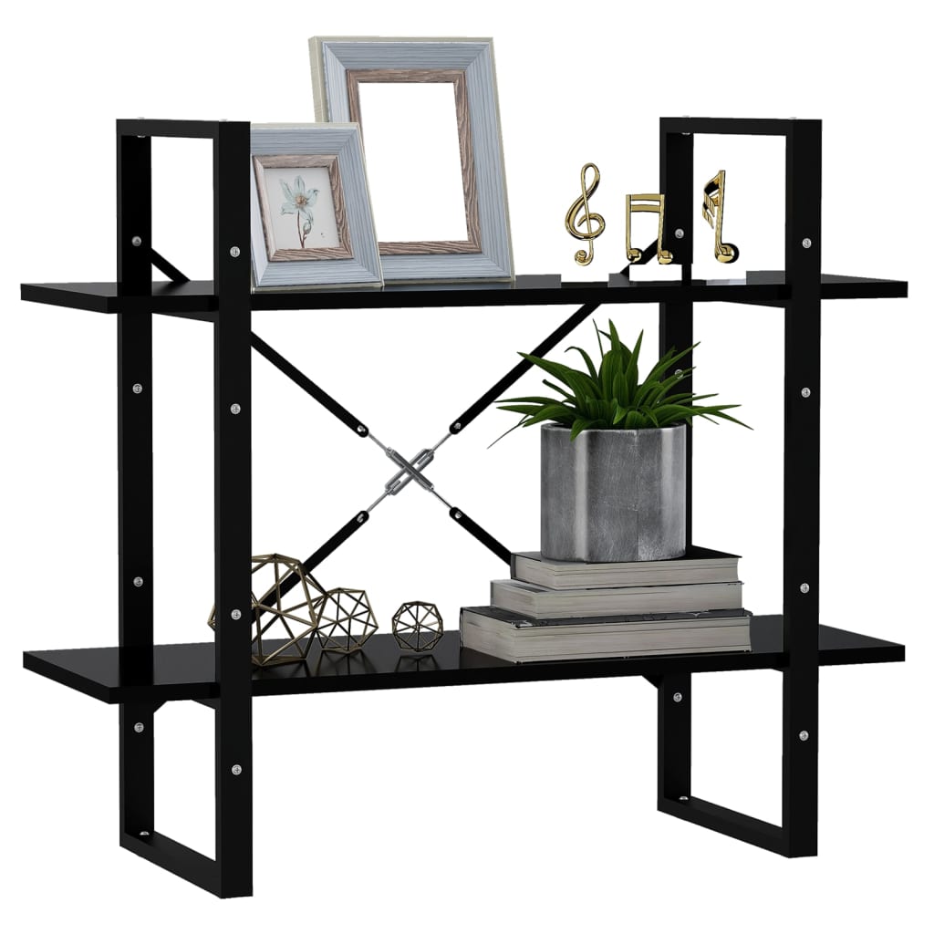 vidaXL Bibliotecă cu 2 rafturi, negru, 80x30x70 cm, PAL vidaXL Bibliotecă cu 2 rafturi, negru, 80x30x70 cm, PAL