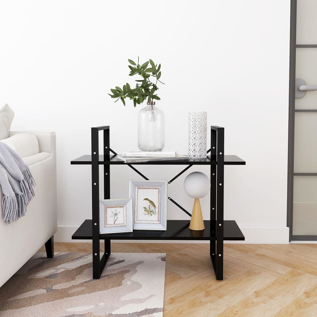 vidaXL Bibliotecă cu 2 rafturi, negru, 80x30x70 cm, PAL vidaXL Bibliotecă cu 2 rafturi, negru, 80x30x70 cm, PAL