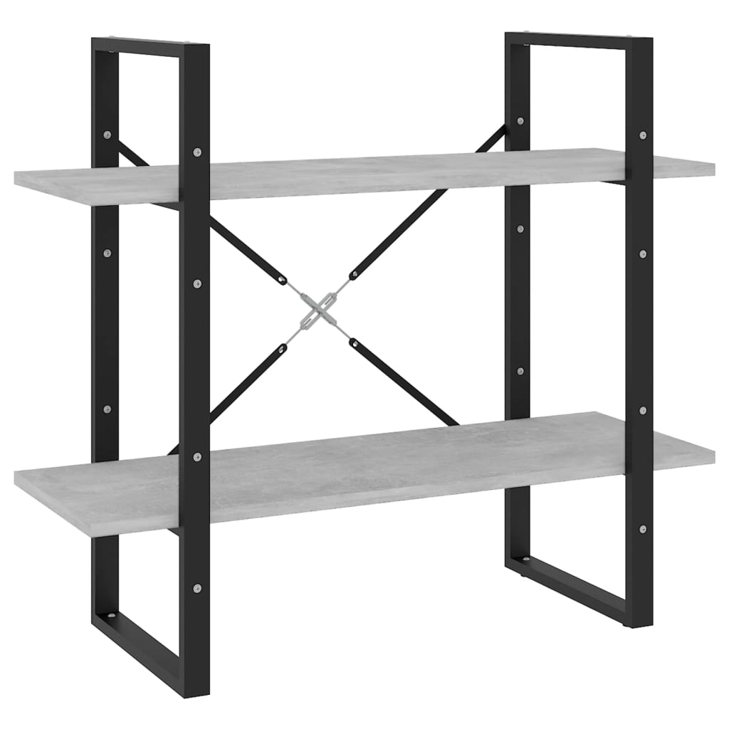 vidaXL Bibliotecă cu 2 rafturi, gri beton, 80x30x70 cm, PAL vidaXL Bibliotecă cu 2 rafturi, gri beton, 80x30x70 cm, PAL
