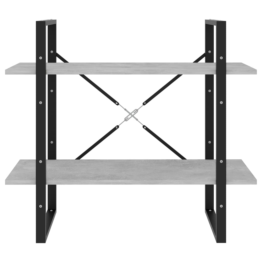 vidaXL Bibliotecă cu 2 rafturi, gri beton, 80x30x70 cm, PAL vidaXL Bibliotecă cu 2 rafturi, gri beton, 80x30x70 cm, PAL