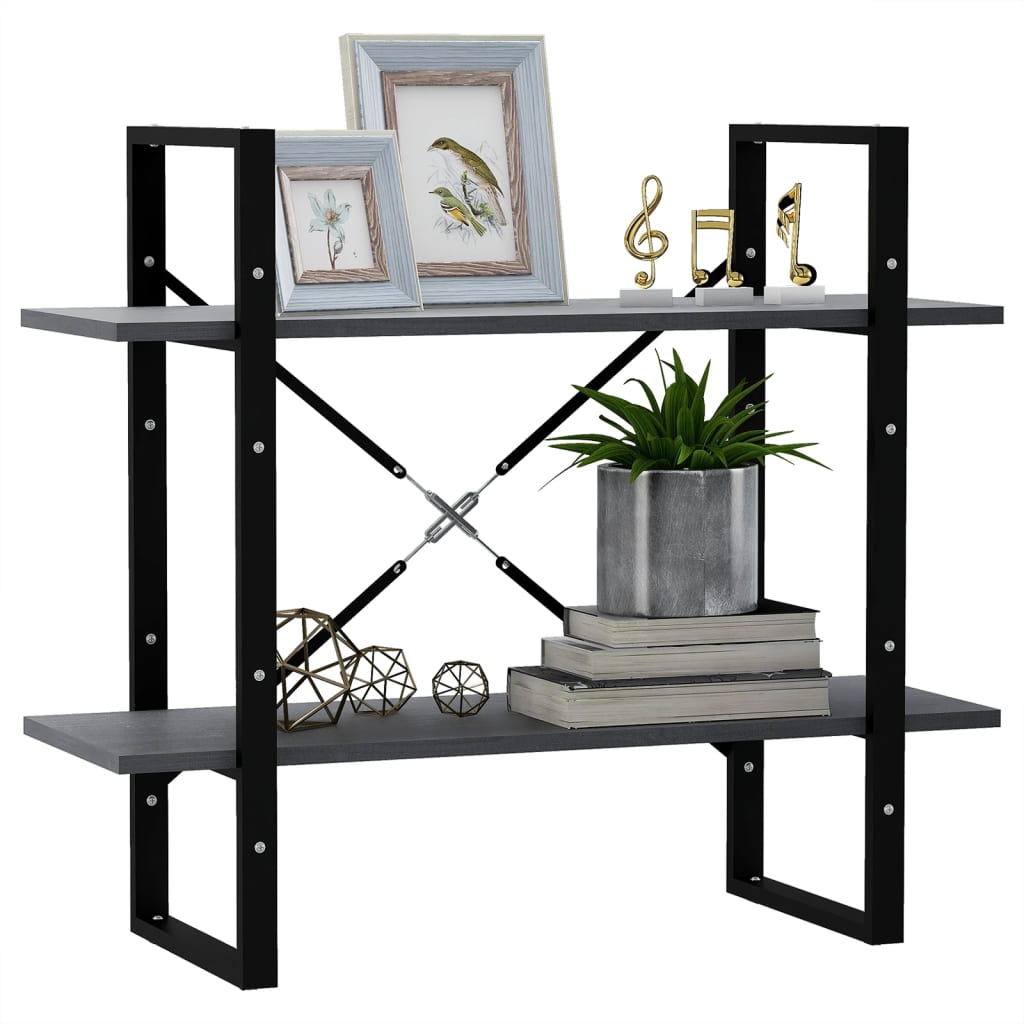 vidaXL Bibliotecă cu 2 rafturi, gri, 80x30x70 cm, lemn masiv de pin vidaXL Bibliotecă cu 2 rafturi, gri, 80x30x70 cm, lemn masiv de pin