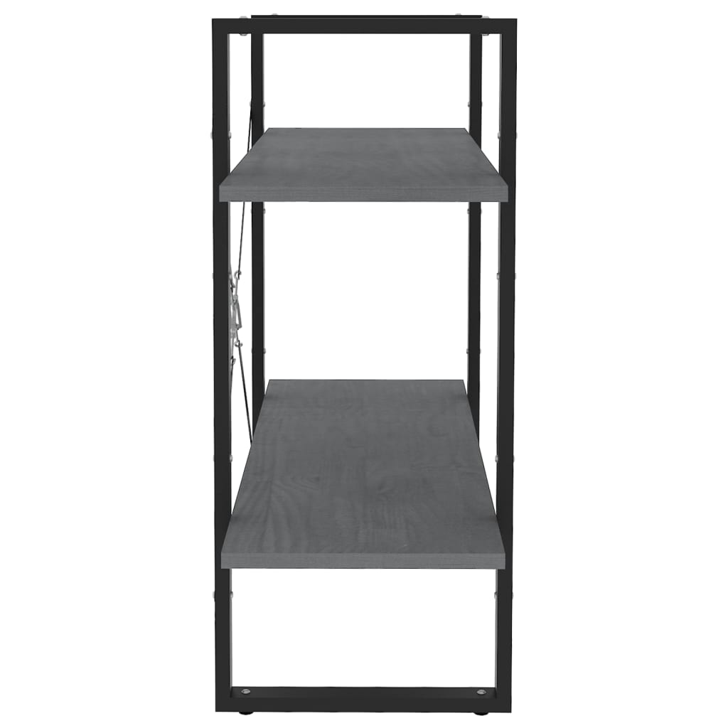 vidaXL Bibliotecă cu 2 rafturi, gri, 80x30x70 cm, lemn masiv de pin vidaXL Bibliotecă cu 2 rafturi, gri, 80x30x70 cm, lemn masiv de pin