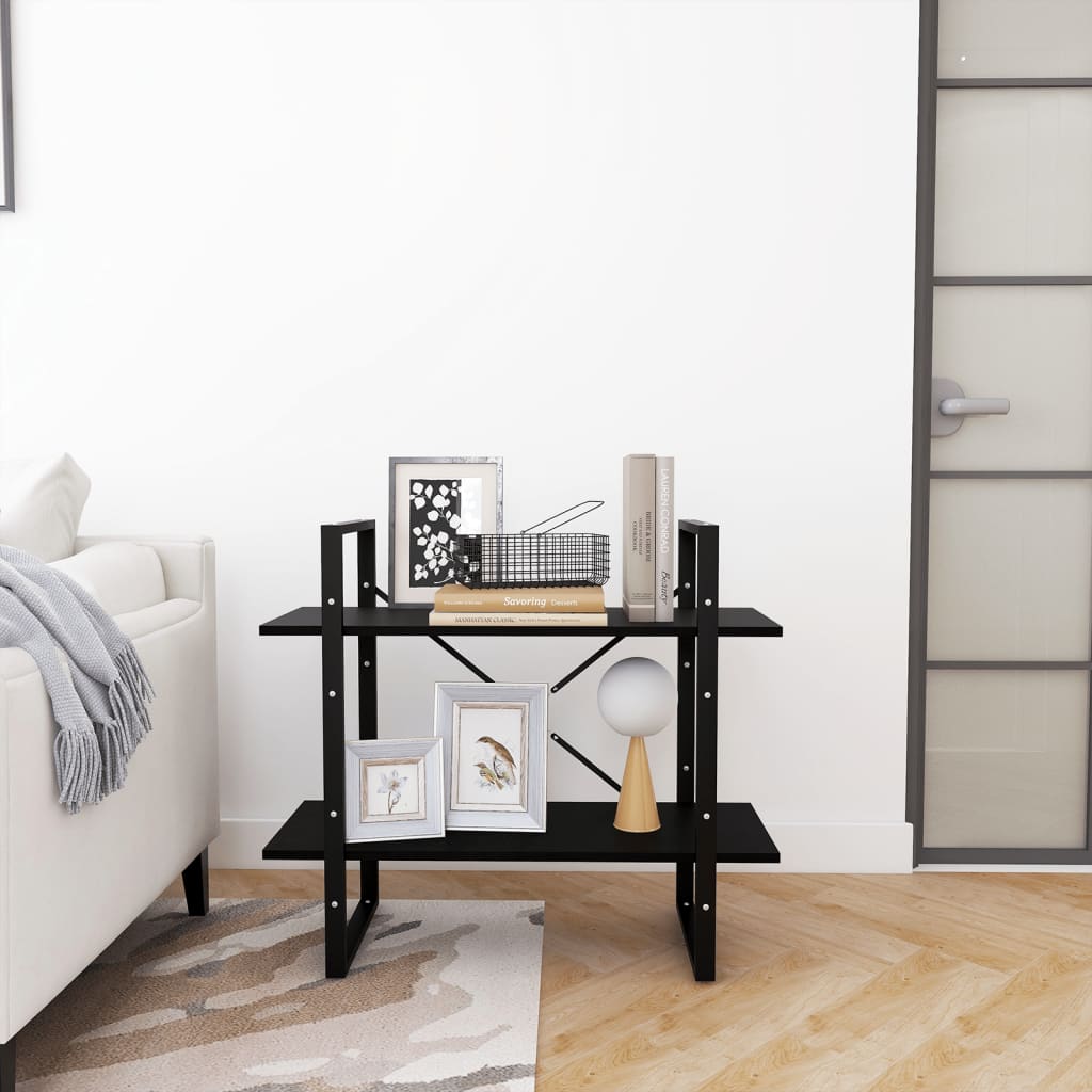 vidaXL Bibliotecă cu 2 rafturi, negru, 80x30x70 cm, lemn masiv de pin vidaXL Bibliotecă cu 2 rafturi, negru, 80x30x70 cm, lemn masiv de pin