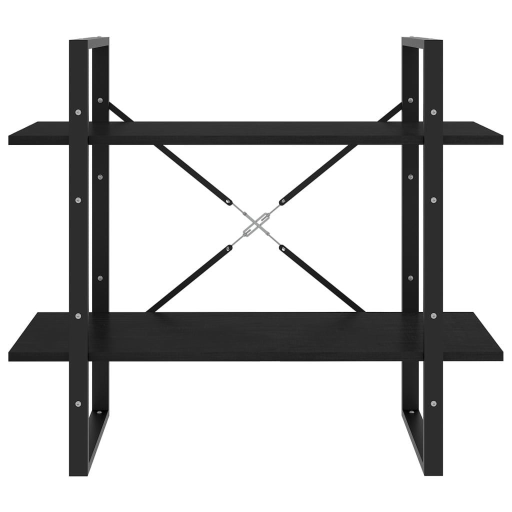 vidaXL Bibliotecă cu 2 rafturi, negru, 80x30x70 cm, lemn masiv de pin vidaXL Bibliotecă cu 2 rafturi, negru, 80x30x70 cm, lemn masiv de pin
