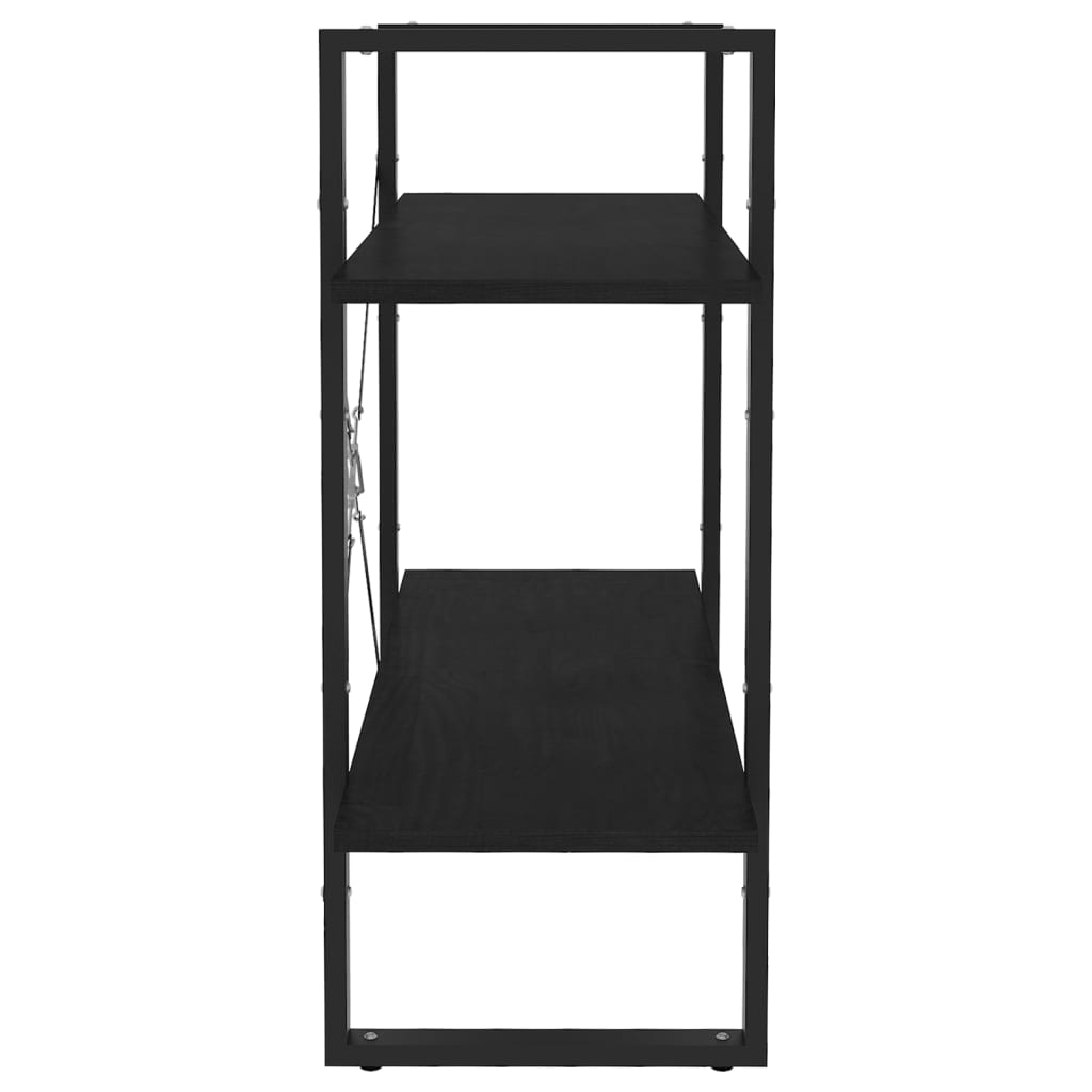 vidaXL Bibliotecă cu 2 rafturi, negru, 80x30x70 cm, lemn masiv de pin vidaXL Bibliotecă cu 2 rafturi, negru, 80x30x70 cm, lemn masiv de pin