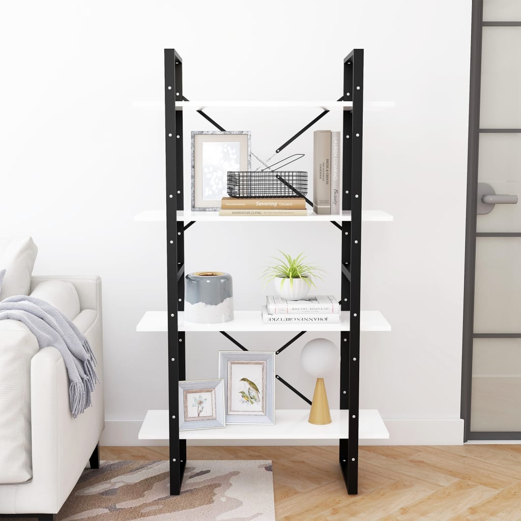 vidaXL Bibliotecă cu 4 rafturi, alb, 80x30x140 cm, PAL vidaXL Bibliotecă cu 4 rafturi, alb, 80x30x140 cm, PAL