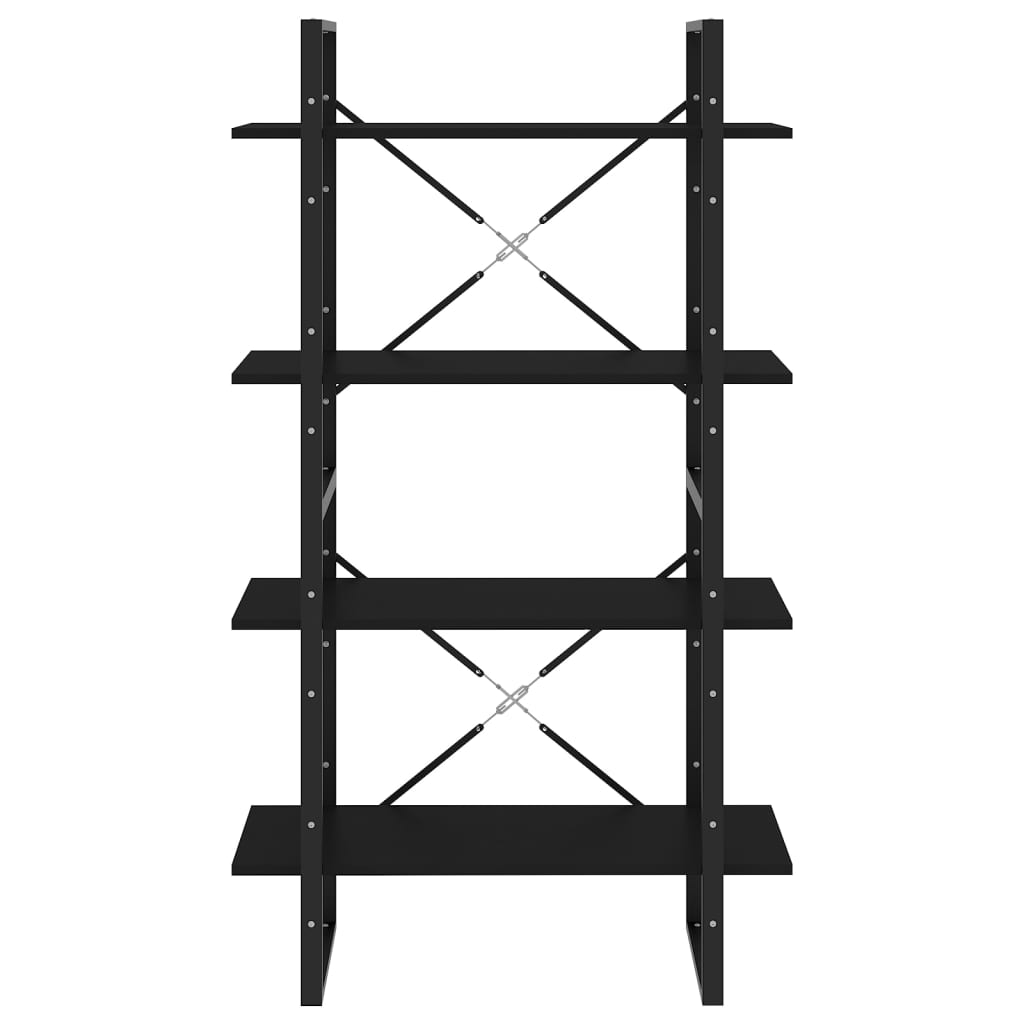 vidaXL Bibliotecă cu 4 rafturi, negru, 80x30x140 cm, PAL vidaXL Bibliotecă cu 4 rafturi, negru, 80x30x140 cm, PAL