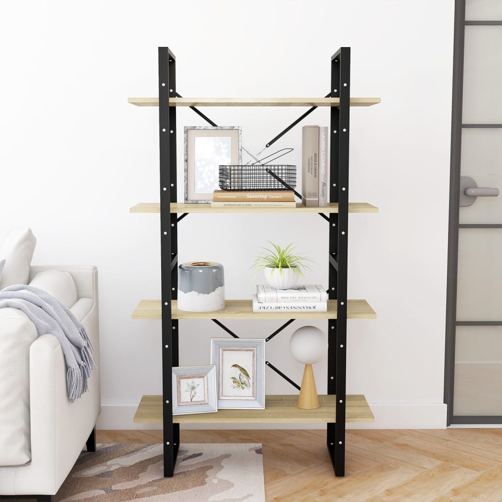 vidaXL Bibliotecă 4 rafturi stejar sonoma 80x30x140 cm lemn prelucrat vidaXL Bibliotecă 4 rafturi stejar sonoma 80x30x140 cm lemn prelucrat