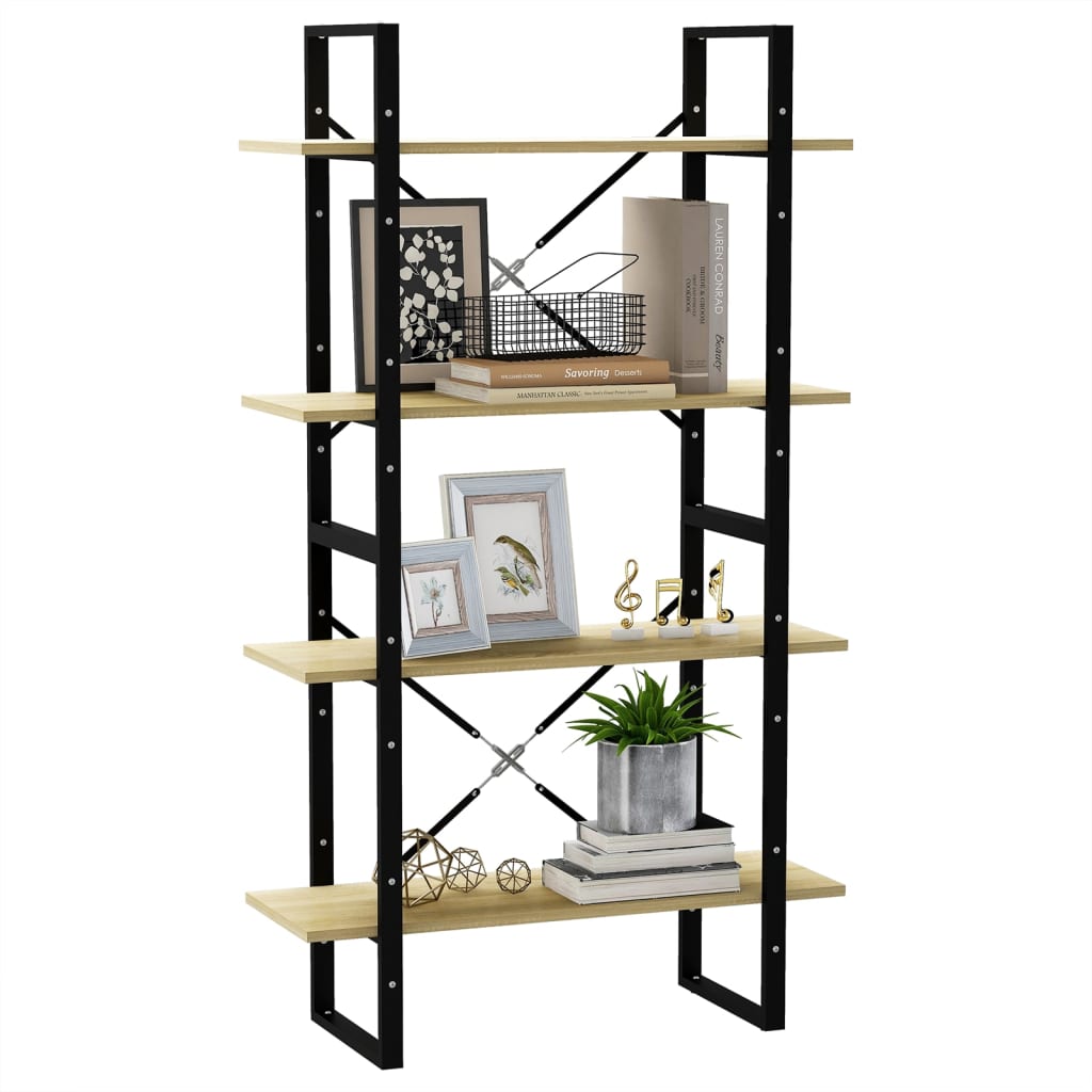 vidaXL Bibliotecă 4 rafturi stejar sonoma 80x30x140 cm lemn prelucrat vidaXL Bibliotecă 4 rafturi stejar sonoma 80x30x140 cm lemn prelucrat