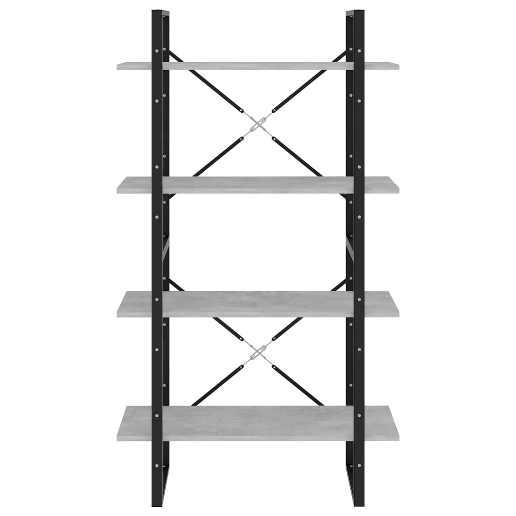 vidaXL Bibliotecă cu 4 rafturi, gri beton, 80x30x140 cm, PAL