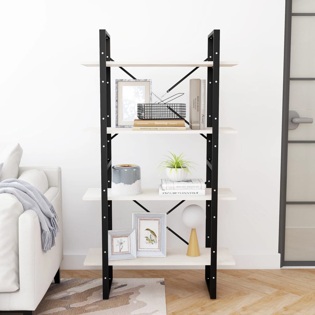 vidaXL Bibliotecă cu 4 rafturi, alb, 80x30x140 cm, lemn masiv de pin vidaXL Bibliotecă cu 4 rafturi, alb, 80x30x140 cm, lemn masiv de pin