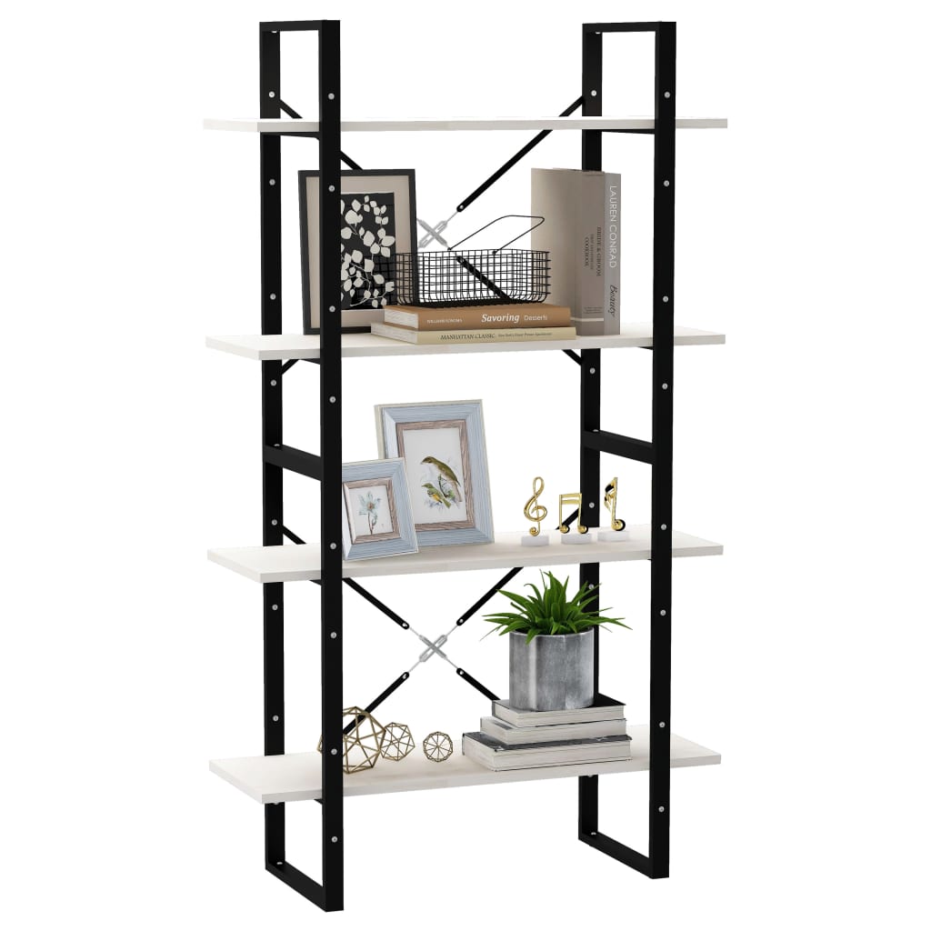 vidaXL Bibliotecă cu 4 rafturi, alb, 80x30x140 cm, lemn masiv de pin vidaXL Bibliotecă cu 4 rafturi, alb, 80x30x140 cm, lemn masiv de pin