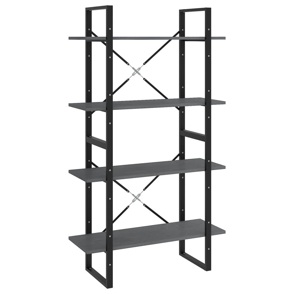 vidaXL Bibliotecă cu 4 rafturi, gri, 80x30x140 cm, lemn masiv de pin vidaXL Bibliotecă cu 4 rafturi, gri, 80x30x140 cm, lemn masiv de pin