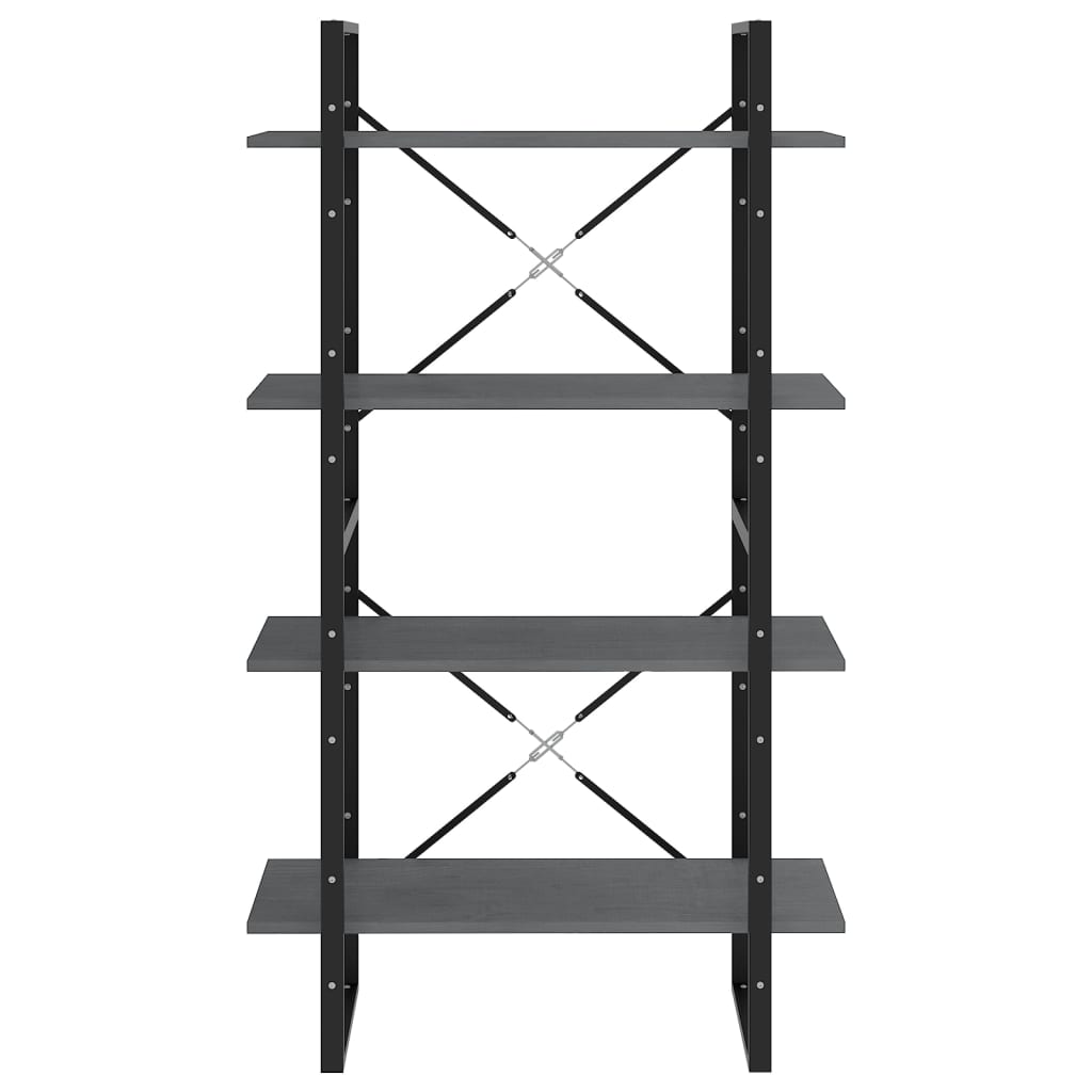vidaXL Bibliotecă cu 4 rafturi, gri, 80x30x140 cm, lemn masiv de pin vidaXL Bibliotecă cu 4 rafturi, gri, 80x30x140 cm, lemn masiv de pin