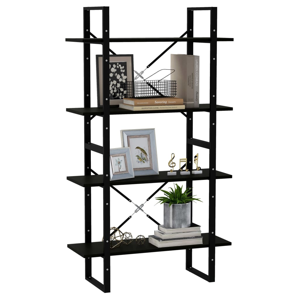 vidaXL Bibliotecă cu 4 rafturi, negru, 80x30x140 cm, lemn masiv de pin vidaXL Bibliotecă cu 4 rafturi, negru, 80x30x140 cm, lemn masiv de pin