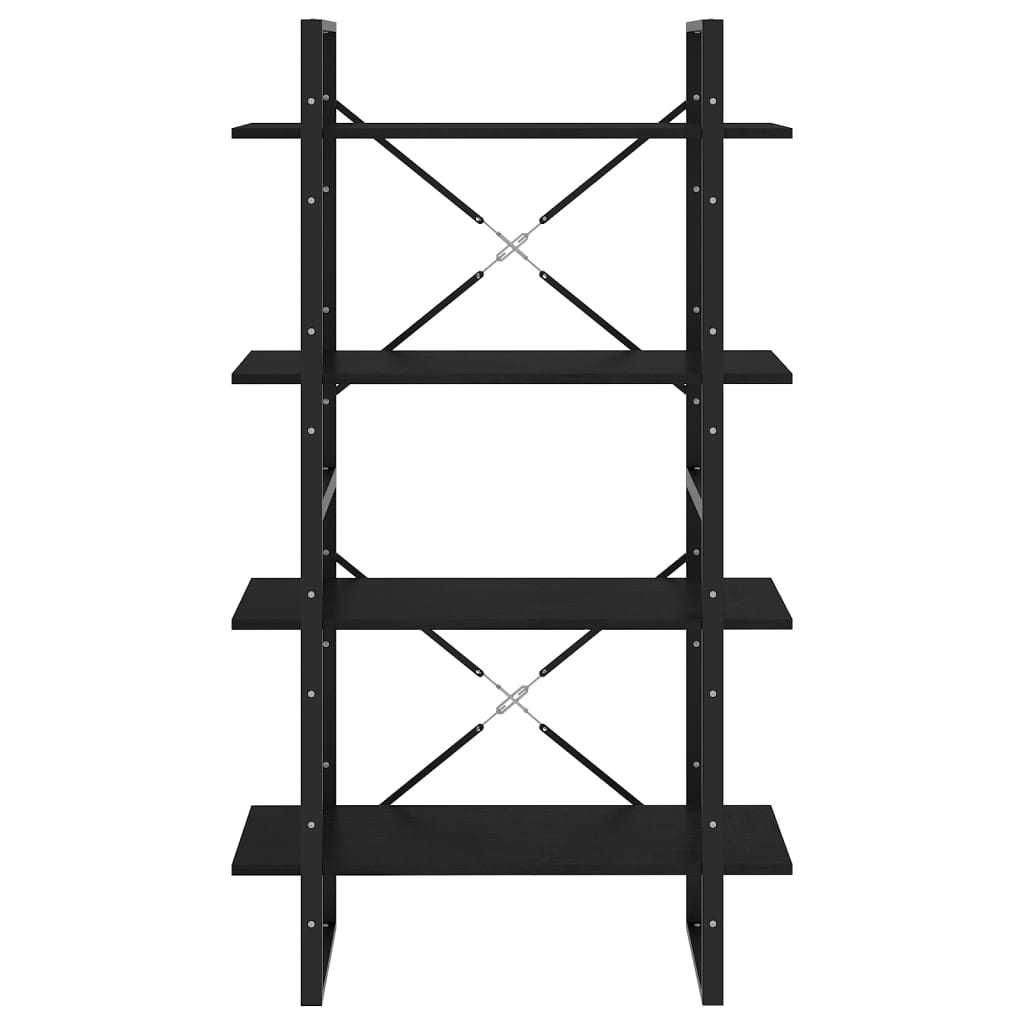 vidaXL Bibliotecă cu 4 rafturi, negru, 80x30x140 cm, lemn masiv de pin vidaXL Bibliotecă cu 4 rafturi, negru, 80x30x140 cm, lemn masiv de pin