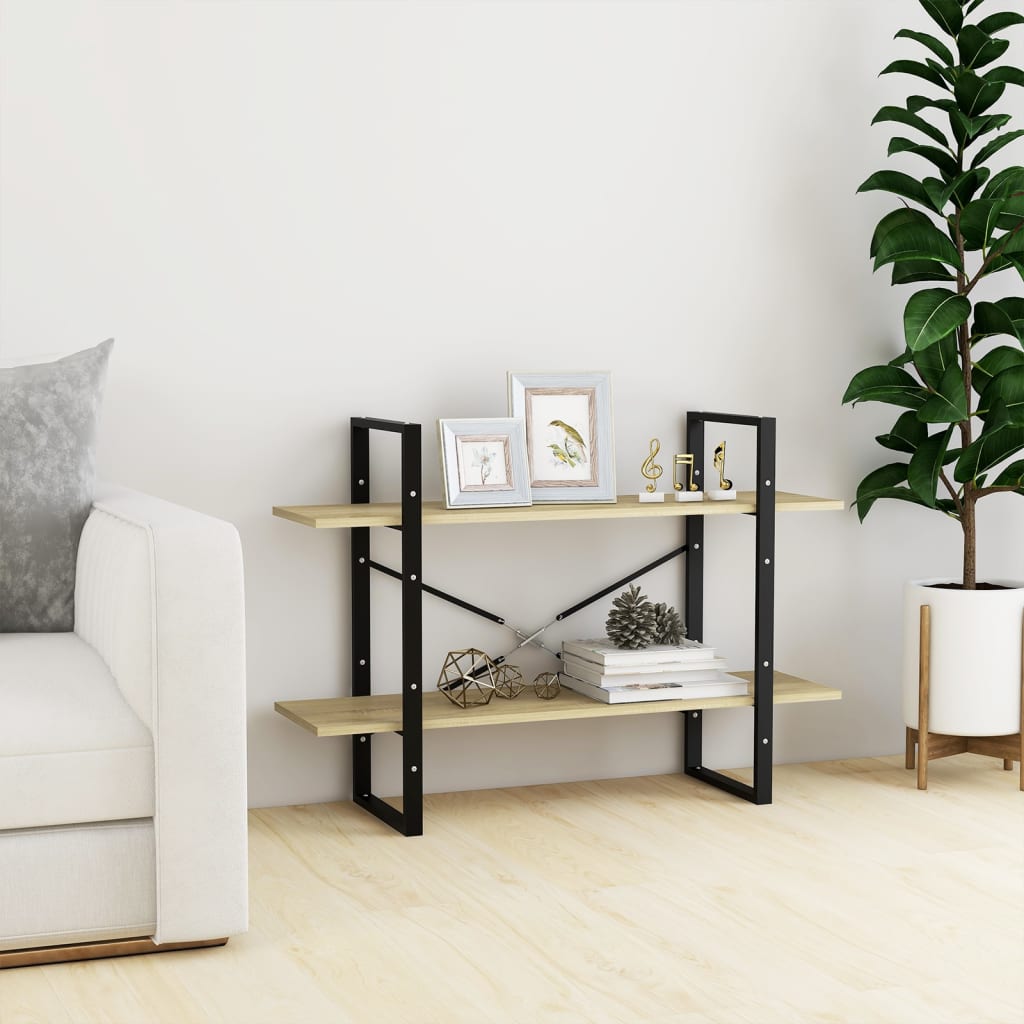vidaXL Bibliotecă cu 2 rafturi, stejar sonoma, 100x30x70 cm, PAL vidaXL Bibliotecă cu 2 rafturi, stejar sonoma, 100x30x70 cm, PAL