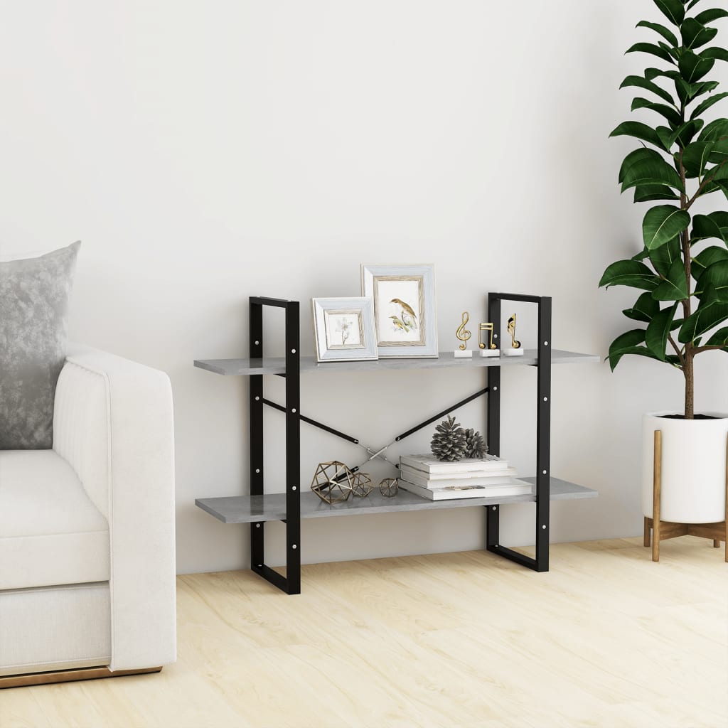 vidaXL Bibliotecă cu 2 rafturi, gri beton, 100x30x70 cm, PAL vidaXL Bibliotecă cu 2 rafturi, gri beton, 100x30x70 cm, PAL