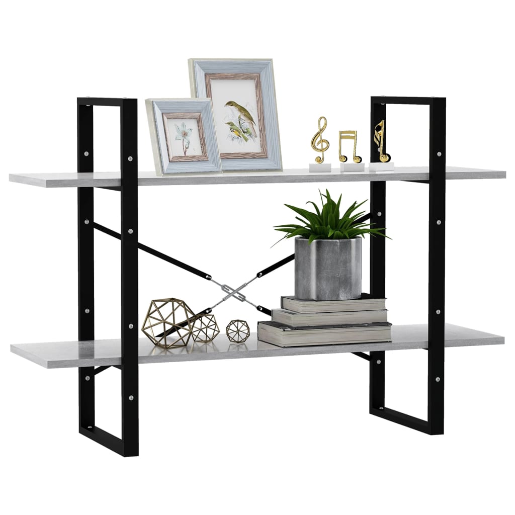 vidaXL Bibliotecă cu 2 rafturi, gri beton, 100x30x70 cm, PAL vidaXL Bibliotecă cu 2 rafturi, gri beton, 100x30x70 cm, PAL