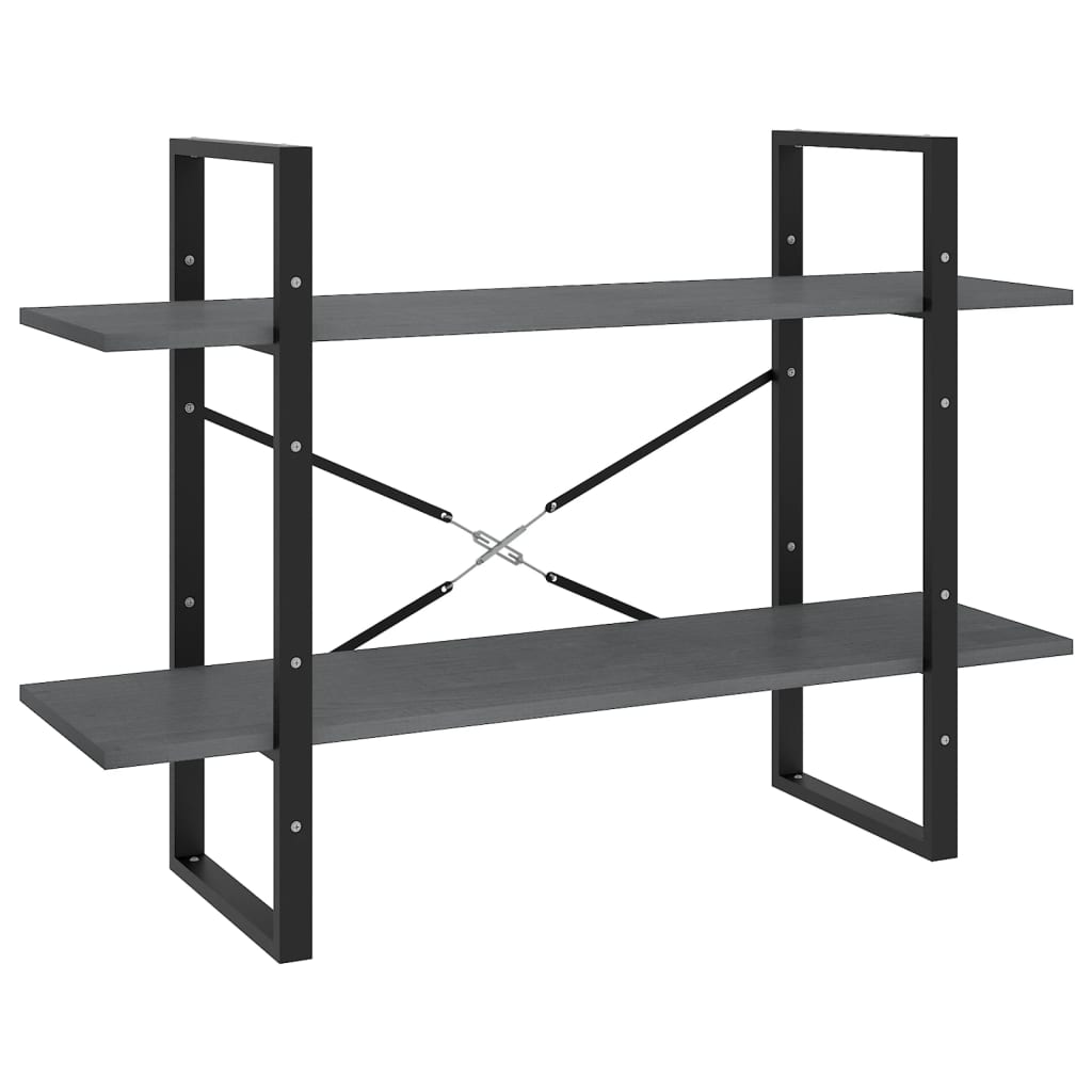 vidaXL Bibliotecă cu 2 rafturi, gri, 100x30x70 cm, lemn masiv de pin vidaXL Bibliotecă cu 2 rafturi, gri, 100x30x70 cm, lemn masiv de pin