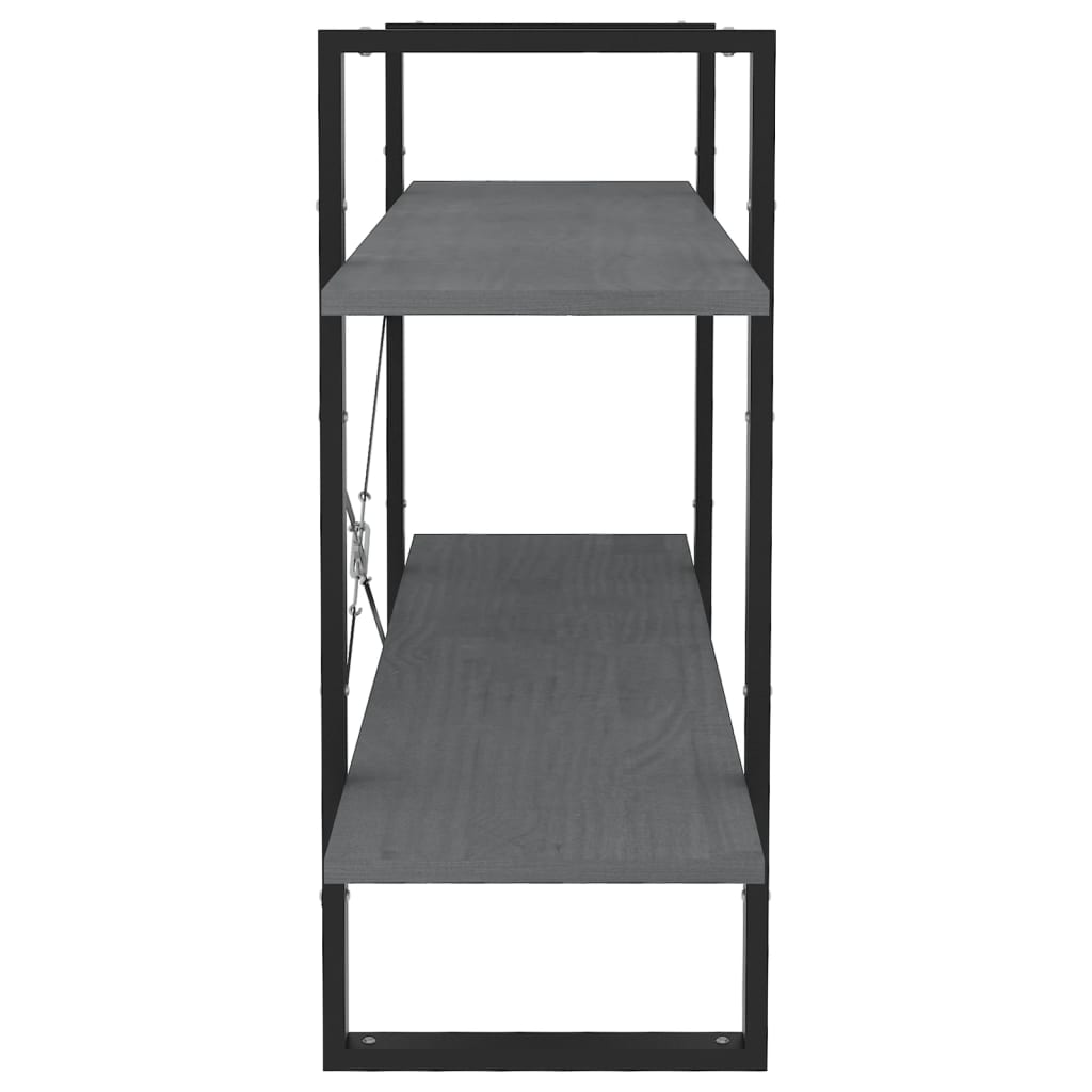 vidaXL Bibliotecă cu 2 rafturi, gri, 100x30x70 cm, lemn masiv de pin vidaXL Bibliotecă cu 2 rafturi, gri, 100x30x70 cm, lemn masiv de pin