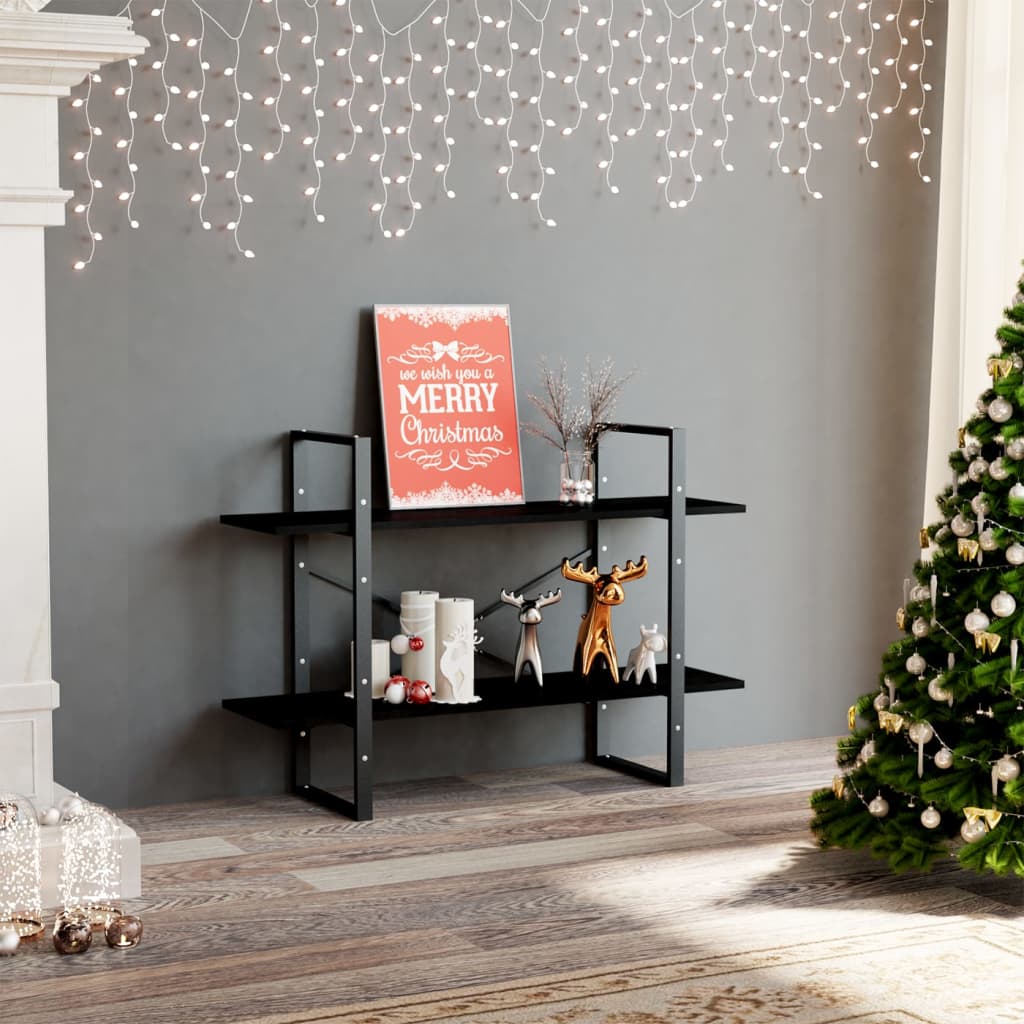 vidaXL Bibliotecă cu 2 rafturi, 100x30x70 cm, negru, lemn masiv de pin vidaXL Bibliotecă cu 2 rafturi, 100x30x70 cm, negru, lemn masiv de pin