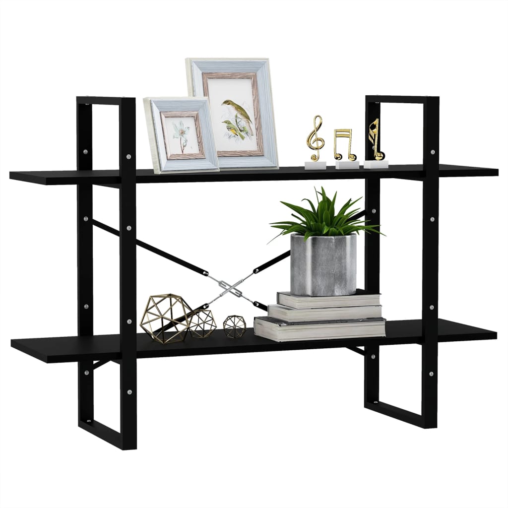 vidaXL Bibliotecă cu 2 rafturi, 100x30x70 cm, negru, lemn masiv de pin vidaXL Bibliotecă cu 2 rafturi, 100x30x70 cm, negru, lemn masiv de pin