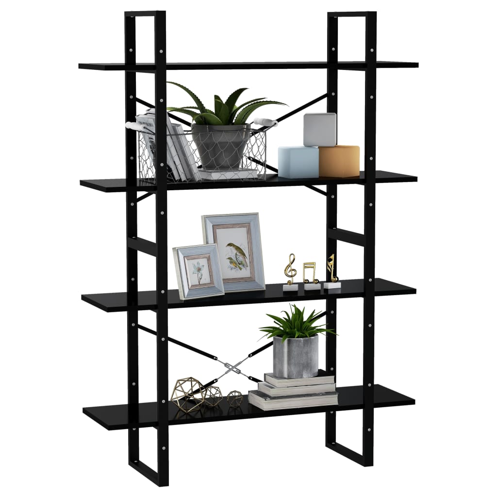 vidaXL Bibliotecă cu 4 rafturi, negru, 100x30x140 cm, PAL vidaXL Bibliotecă cu 4 rafturi, negru, 100x30x140 cm, PAL