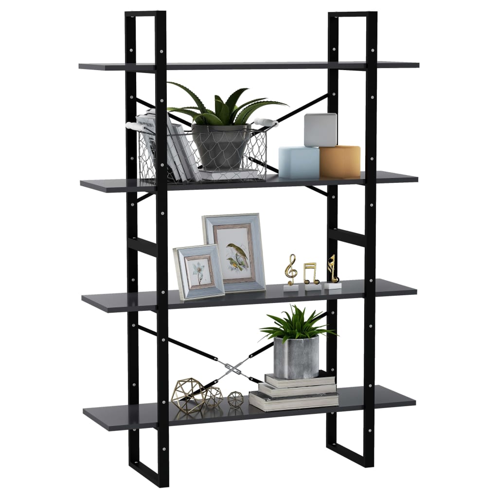 vidaXL Bibliotecă cu 4 rafturi, gri, 100x30x140 cm, PAL