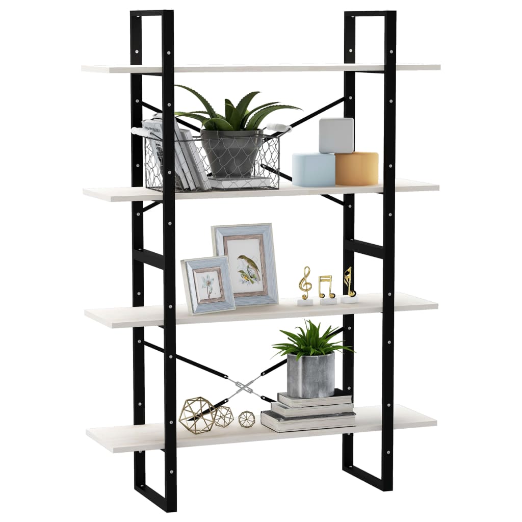 vidaXL Bibliotecă cu 4 rafturi, alb, 100x30x140 cm, lemn masiv de pin vidaXL Bibliotecă cu 4 rafturi, alb, 100x30x140 cm, lemn masiv de pin