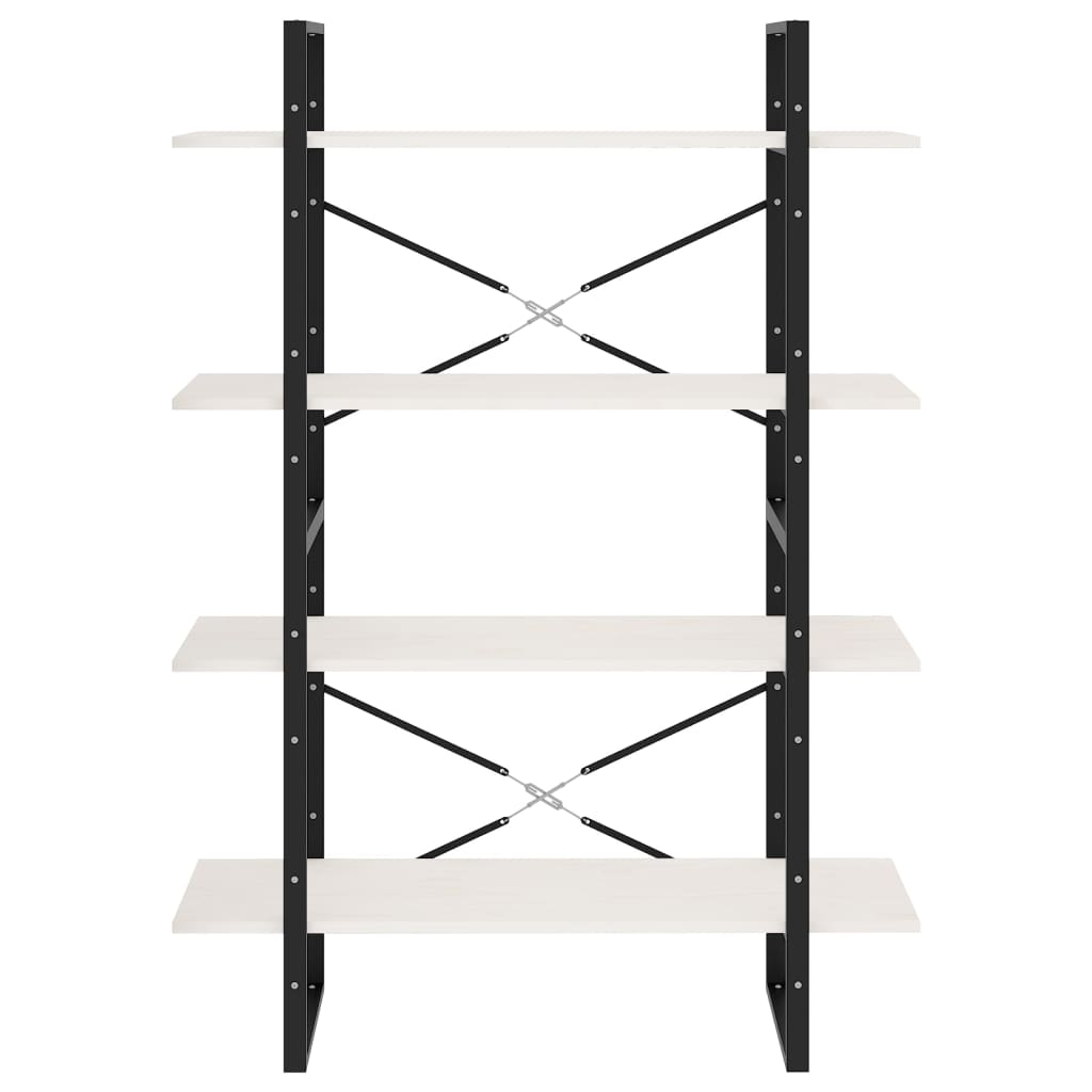 vidaXL Bibliotecă cu 4 rafturi, alb, 100x30x140 cm, lemn masiv de pin vidaXL Bibliotecă cu 4 rafturi, alb, 100x30x140 cm, lemn masiv de pin