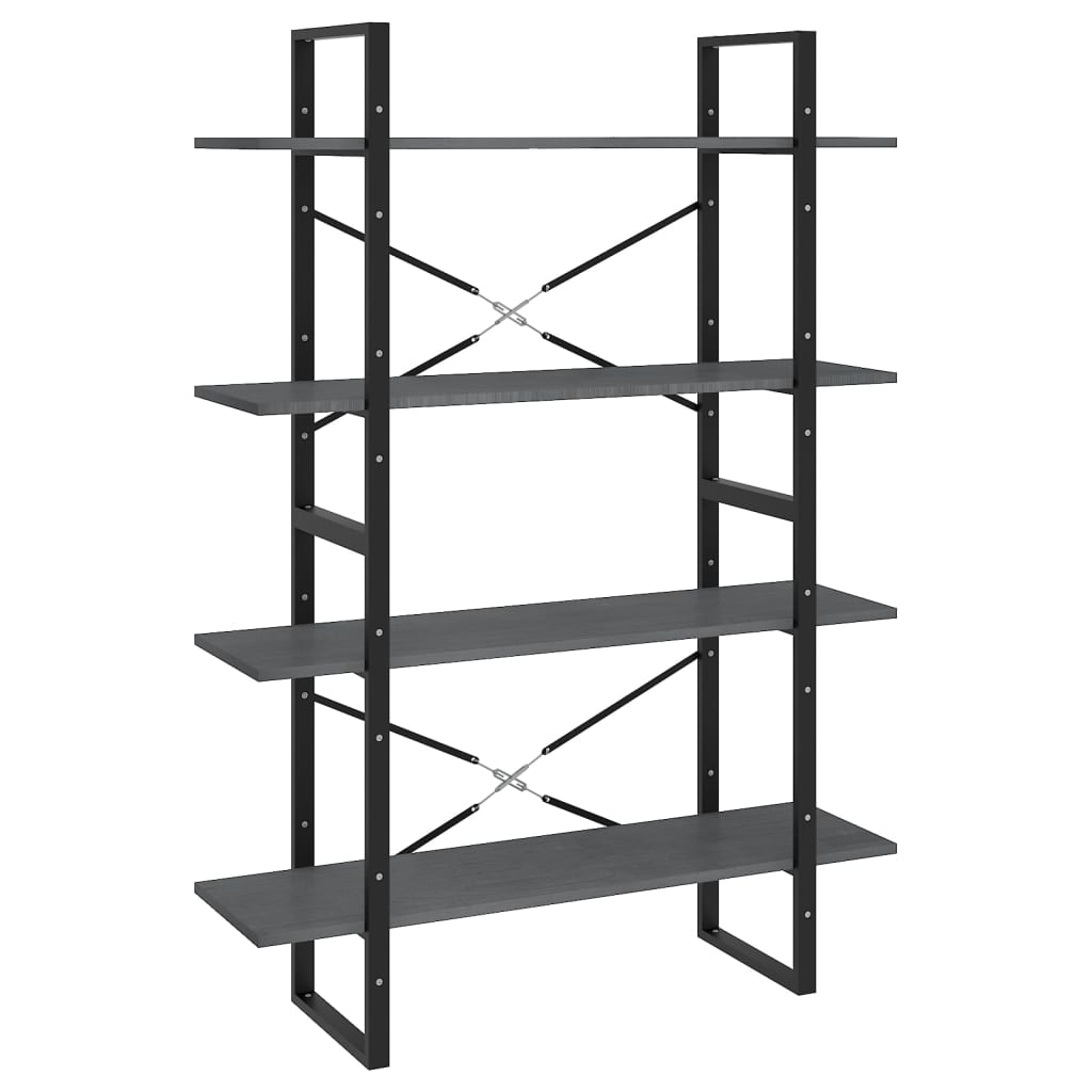 vidaXL Bibliotecă cu 4 rafturi, gri, 100x30x140 cm, lemn masiv de pin vidaXL Bibliotecă cu 4 rafturi, gri, 100x30x140 cm, lemn masiv de pin
