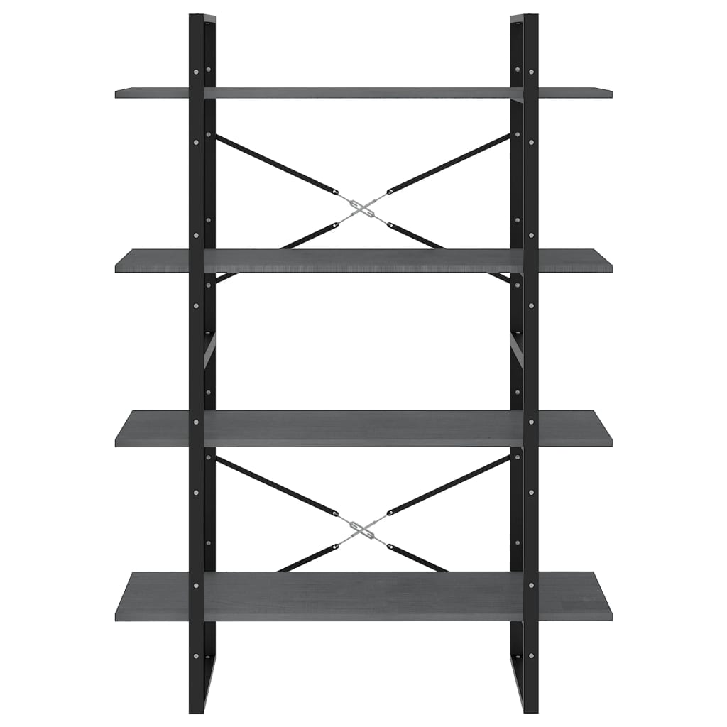 vidaXL Bibliotecă cu 4 rafturi, gri, 100x30x140 cm, lemn masiv de pin vidaXL Bibliotecă cu 4 rafturi, gri, 100x30x140 cm, lemn masiv de pin