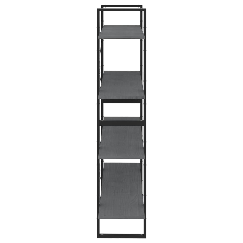 vidaXL Bibliotecă cu 4 rafturi, gri, 100x30x140 cm, lemn masiv de pin vidaXL Bibliotecă cu 4 rafturi, gri, 100x30x140 cm, lemn masiv de pin