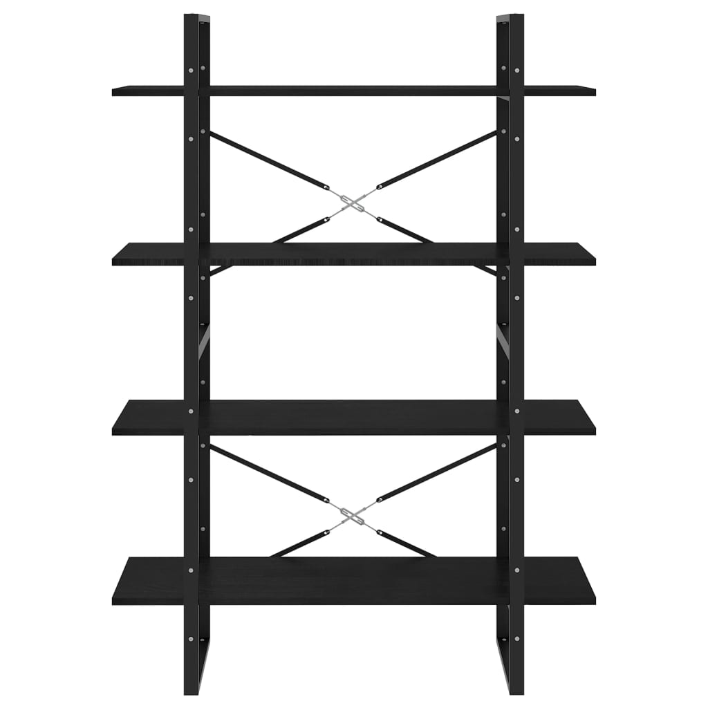 vidaXL Bibliotecă cu 4 rafturi, negru, 100x30x140 cm, lemn masiv pin