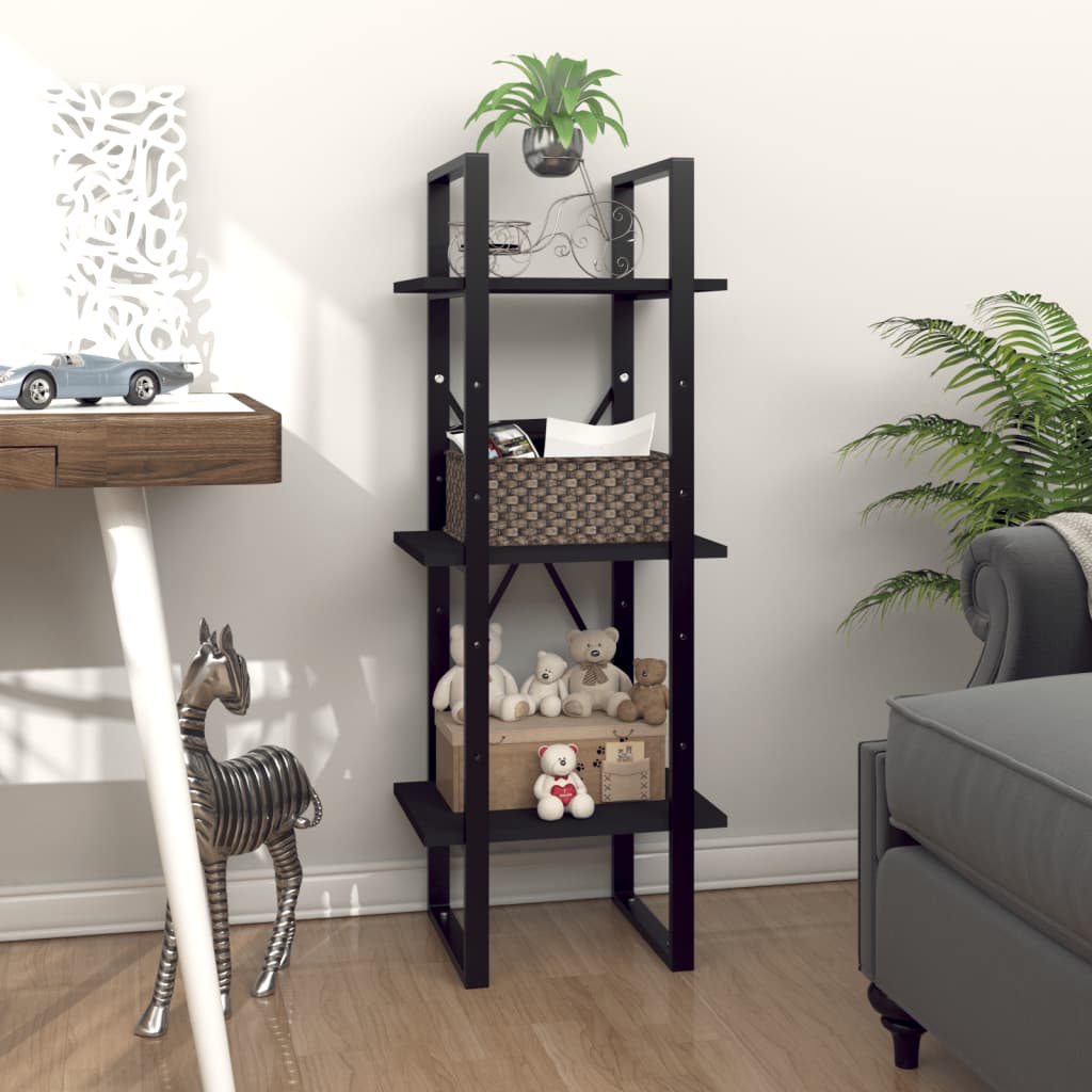 vidaXL Bibliotecă cu 3 rafturi, negru, 40x30x105 cm, PAL vidaXL Bibliotecă cu 3 rafturi, negru, 40x30x105 cm, PAL