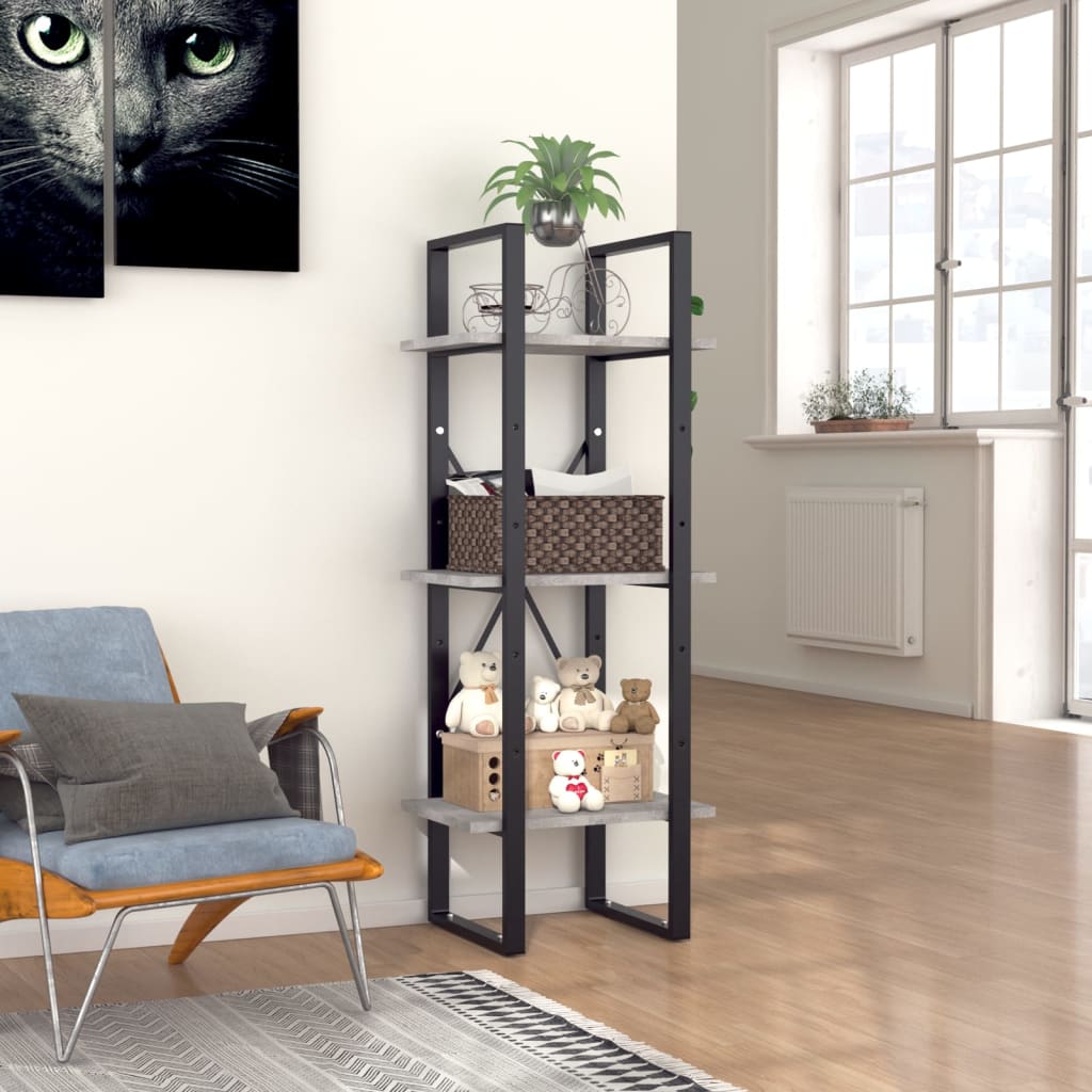 vidaXL Bibliotecă cu 3 rafturi, gri beton, 40x30x105 cm, PAL vidaXL Bibliotecă cu 3 rafturi, gri beton, 40x30x105 cm, PAL