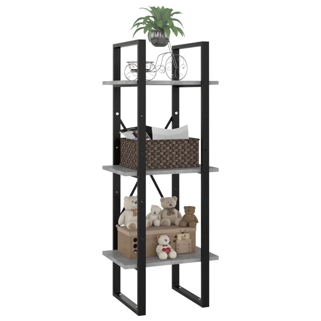 vidaXL Bibliotecă cu 3 rafturi, gri beton, 40x30x105 cm, PAL vidaXL Bibliotecă cu 3 rafturi, gri beton, 40x30x105 cm, PAL