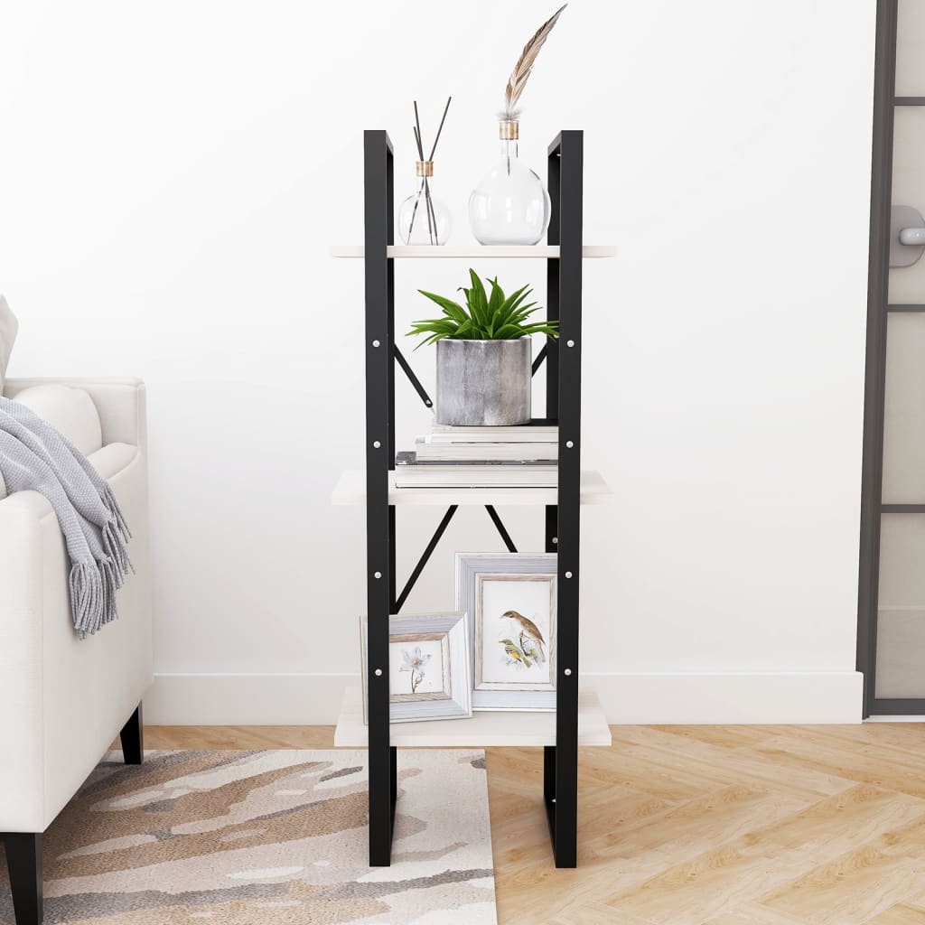 vidaXL Bibliotecă cu 3 rafturi, alb, 40x30x105 cm, lemn masiv de pin vidaXL Bibliotecă cu 3 rafturi, alb, 40x30x105 cm, lemn masiv de pin