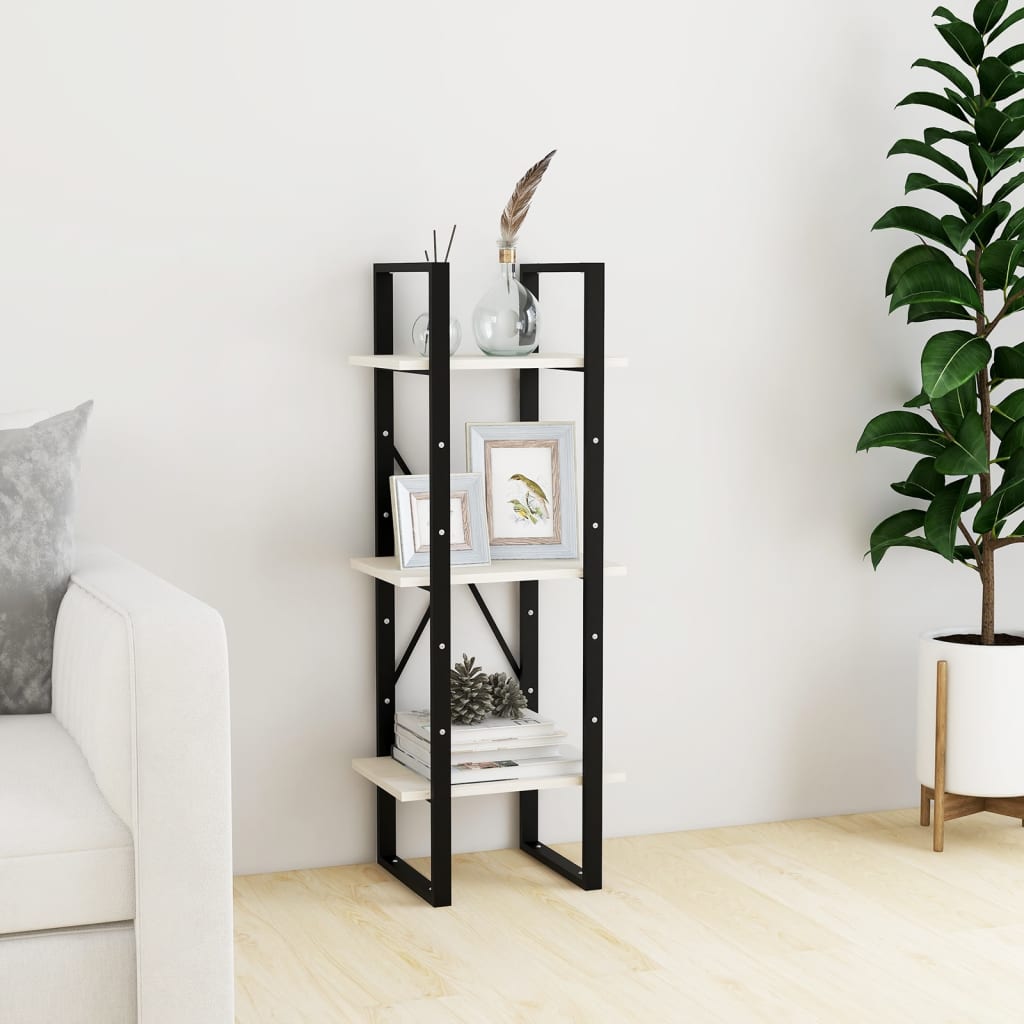 vidaXL Bibliotecă cu 3 rafturi, alb, 40x30x105 cm, lemn masiv de pin vidaXL Bibliotecă cu 3 rafturi, alb, 40x30x105 cm, lemn masiv de pin