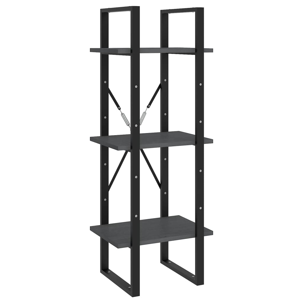 vidaXL Bibliotecă cu 3 rafturi, gri, 40x30x105 cm, lemn masiv de pin vidaXL Bibliotecă cu 3 rafturi, gri, 40x30x105 cm, lemn masiv de pin
