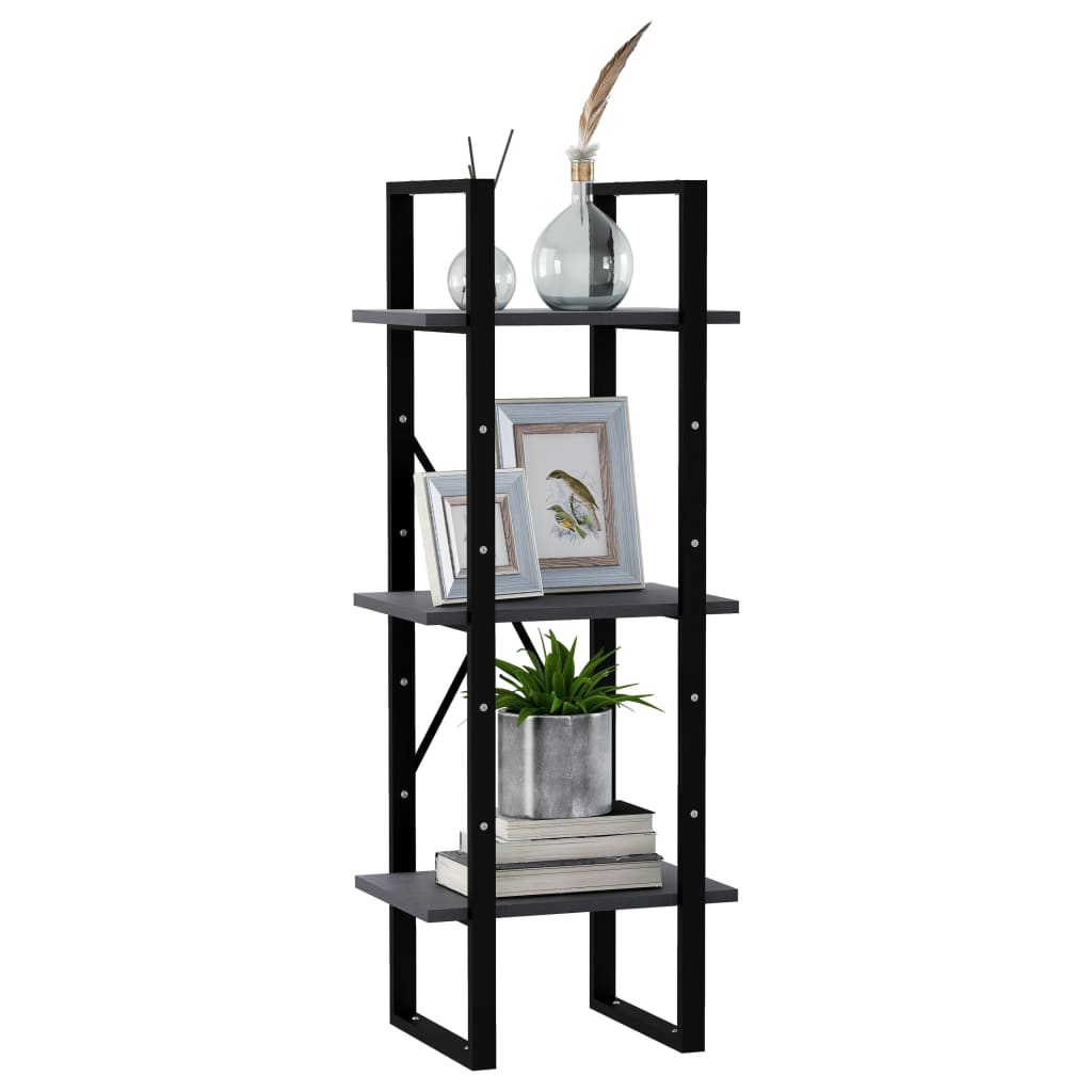 vidaXL Bibliotecă cu 3 rafturi, gri, 40x30x105 cm, lemn masiv de pin vidaXL Bibliotecă cu 3 rafturi, gri, 40x30x105 cm, lemn masiv de pin