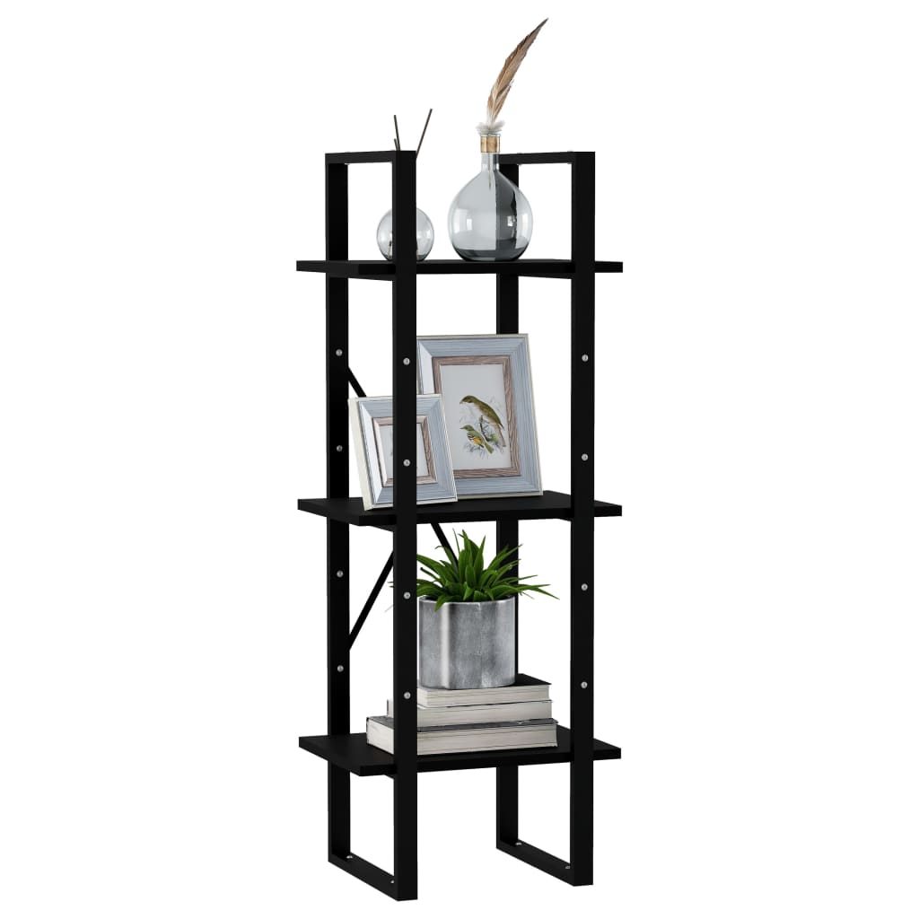 vidaXL Bibliotecă cu 3 rafturi, negru, 40x30x105 cm, lemn masiv de pin vidaXL Bibliotecă cu 3 rafturi, negru, 40x30x105 cm, lemn masiv de pin