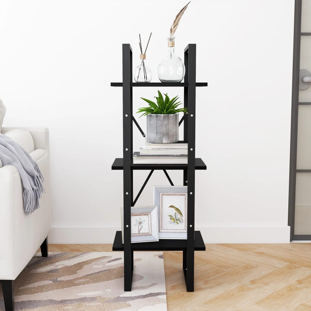 vidaXL Bibliotecă cu 3 rafturi, negru, 40x30x105 cm, lemn masiv de pin vidaXL Bibliotecă cu 3 rafturi, negru, 40x30x105 cm, lemn masiv de pin