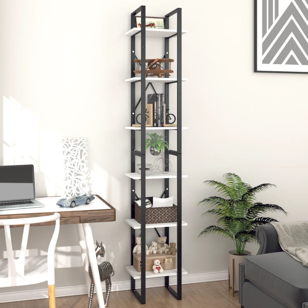 vidaXL Bibliotecă cu 6 rafturi, alb, 40x30x210 cm, PAL