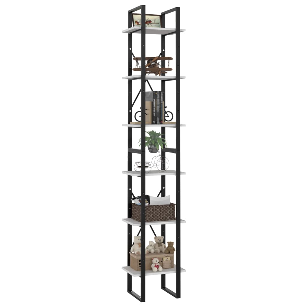 vidaXL Bibliotecă cu 6 rafturi, alb, 40x30x210 cm, PAL